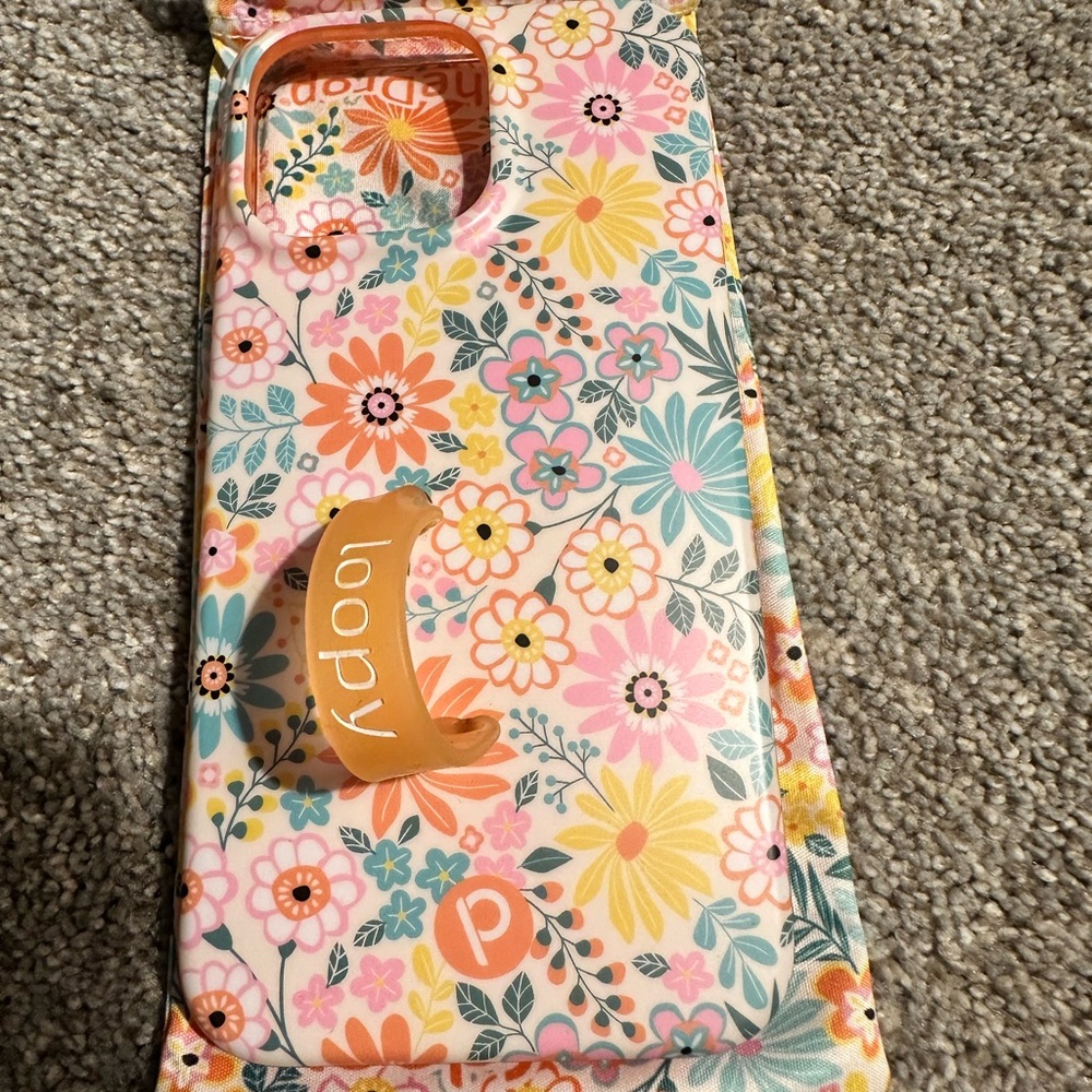Loopy Case Orange and Pink Floral Phone Case for IPhone 14 Pro Max